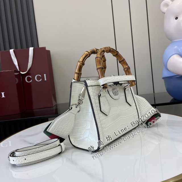 Gucci專櫃古馳最新款鱷魚紋牛皮竹節手柄手提肩背女包 jh2433型號：702732